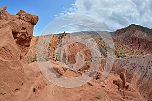 Skazka canyon rock formations,made by water and wind,Kyrgizia