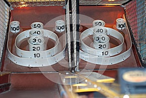 Skee ball at an amusement part