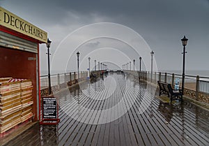 Skegness pier on rainy day