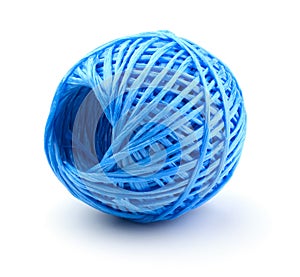 Skein of blue plastic string isolated