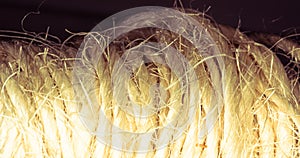 Skein of jute twine isolated on dark blue natural background