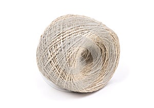 Skein of Jute twine isolated on a white backgound. Packthread isolated.Rope