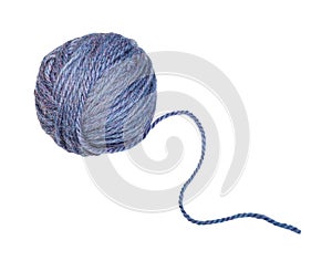 skein of melange blue yarn with unwound tail