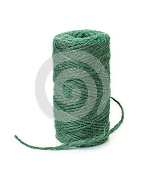Skein of natural jute green twine photo