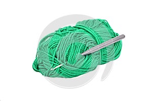 Skein of wool and crochet hook