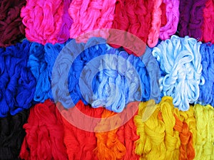 Skeins of colourful threads