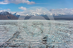 Skeidararjokull is one of Icelands biggest glaciers, it flows from the middle of Vatnajokull southwards. Its snout spreads out in photo