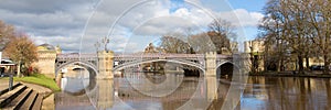 Skeldergate Bridge York England with River Ouse within city walls panorama