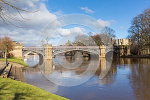 Skeldergate Bridge York England with River Ouse within city walls