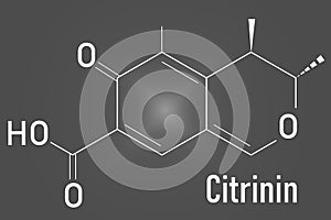 Skeletal formula of Citrinin mycotoxin molecule. Chemical structure