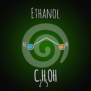 Skeletal formula of ethanol. Alcohol molecule. Chemestry vector illustration
