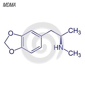 Vector Skeletal formula of MDMA. Drug chemical molecule photo
