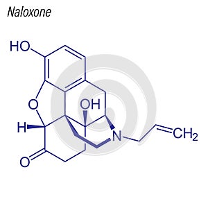 Vector Skeletal formula of Naloxone. Drug chemical molecule