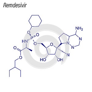 Vector Skeletal formula of remdesivir. Drug chemical molecule photo