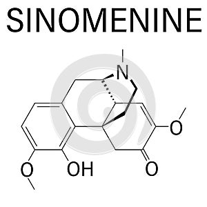 Skeletal formula of Sinomenine herbal alkaloid molecule. Isolated from Sinomenium acutum.