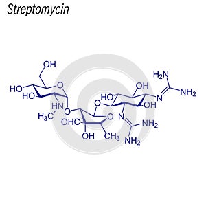 Vector Skeletal formula of Streptomycin. Drug chemical molecule photo