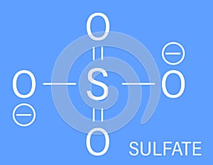 Skeletal formula of Sulfate anion molecule, chemical structure.