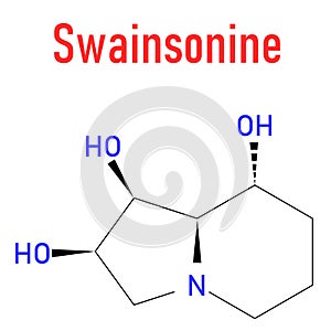 Skeletal formula of Swainsonine locoweed toxin molecule.