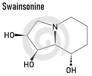 Skeletal formula of Swainsonine locoweed toxin molecule.