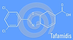 Skeletal formula of Tafamidis familial amyloid polyneuropathy, FAP, drug molecule.