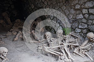 Skeletal remains of victims of the AD 79 Vesuvius eruption, Herculaneum, Italy