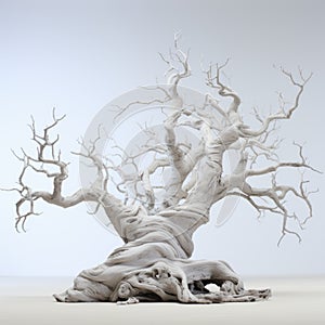 Skeletal Tree In White Reviving Historic Art Forms With Zbrush Style