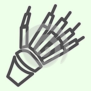 Skeleton arm line icon. Human hand bone with fingers x ray outline style pictogram on white background. Anatomy and