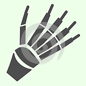 Skeleton arm solid icon. Human hand bone with fingers x ray glyph style pictogram on white background. Anatomy and