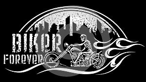 Skeleton on bike vector illustration