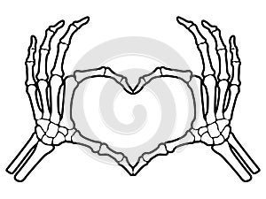 Skeleton bone hand heart shape sign illustrations