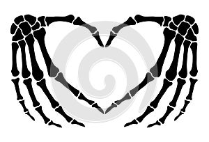 Skeleton bone hand heart shape sign illustrations