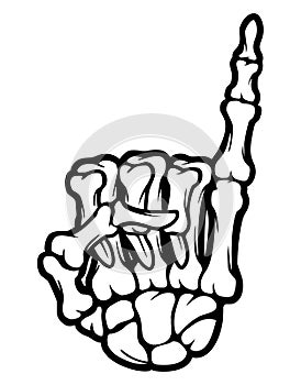 Skeleton bone hand thumbs up little finger sign