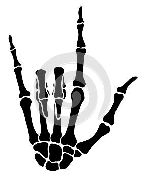 Skeleton bone I Love You hand sign illustrations