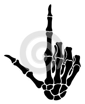 Skeleton bone pointing the index finger hand sign