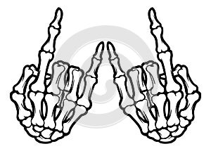 Skeleton bone rock on hand sign illustrations