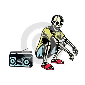 SKELETON WITH BOOMBOX COLOR