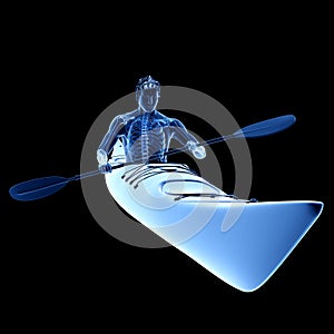 The skeleton of a canoeist