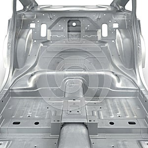 Skeleton of a car on white. 3D illustration