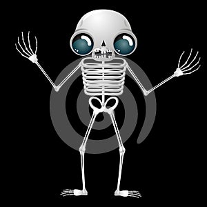 Skeleton - cartoon character isolated on black background