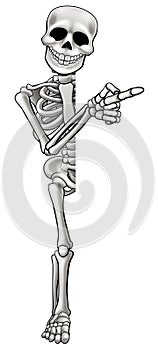 Skeleton Cartoon Character Pointing