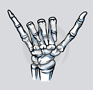 Skeleton chill hand sign illustration