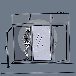 Skeleton in the closet or cupboard. Metaphoric idiom.