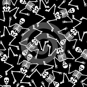 Skeleton dancing seamless pattern