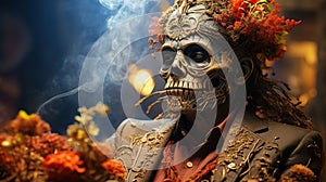 Skeleton for the Day of the Dead. Mexico. Generative AI photo