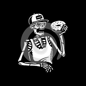 SKELETON EATING DONUT