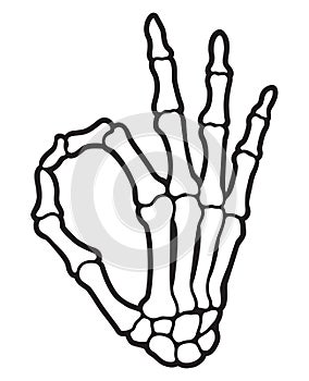 Skeleton finger OK hand sign illustrations
