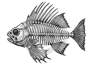 Skeleton of Fish engraving vector illustration