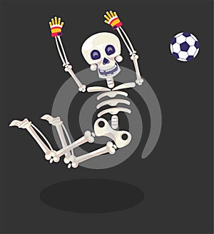 Day of Dead, skeleton football player, gloves and ball photo