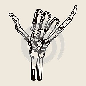 Esqueleto mano desplegado gesto 
