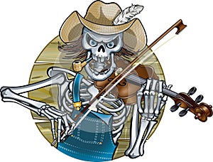 Skeleton hillbilly playing the fiddle